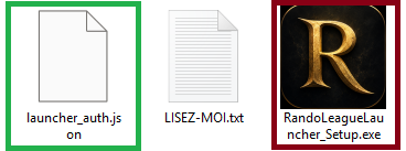 Contenu du pack Launcher avec zone rouge de paramètres joueur