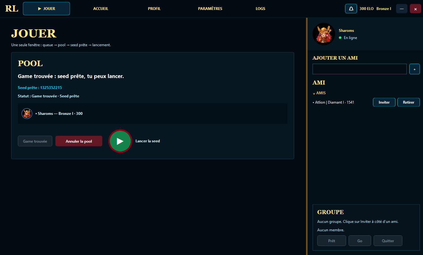 Lobby RandoLeague prêt avec lancement de game