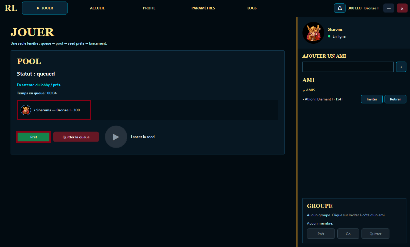 Lobby RandoLeague en attente de joueurs