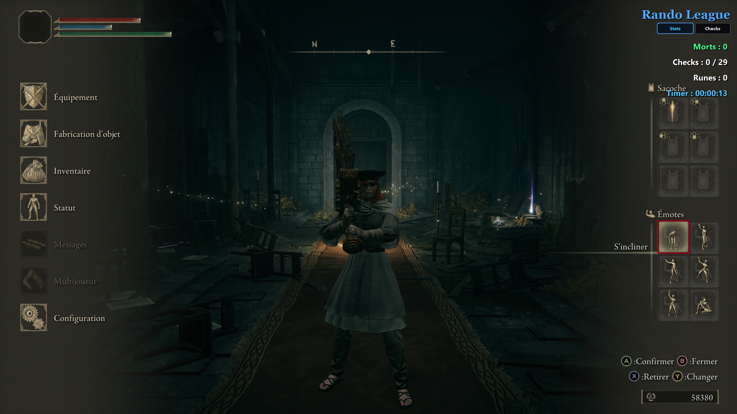 Emote s’incliner utilisée pour abandonner une run