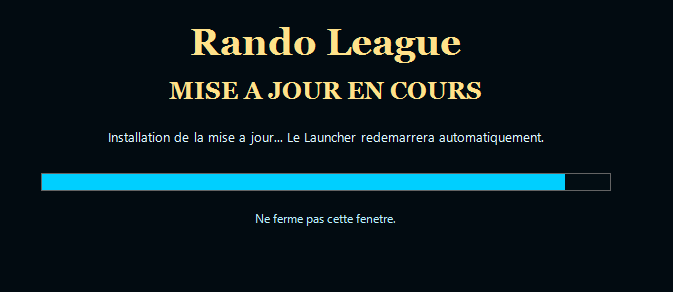 Installation de mise à jour du Launcher RandoLeague